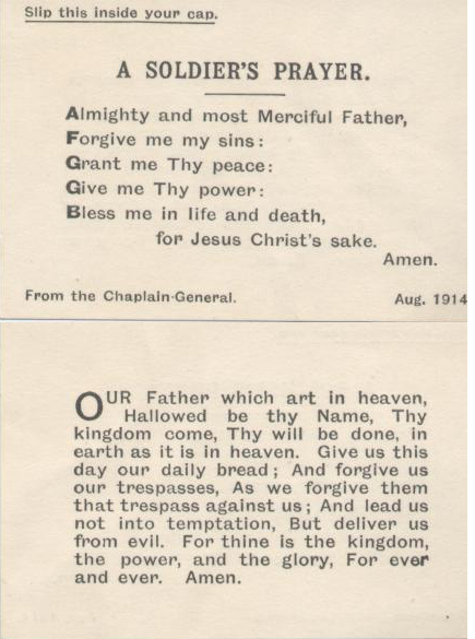 A Soldier's Prayer card - Historylinks Archive