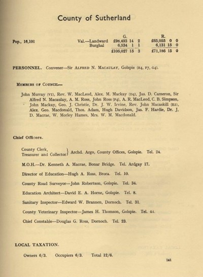 Sutherland page from The Scottish Municipal Annual 1937