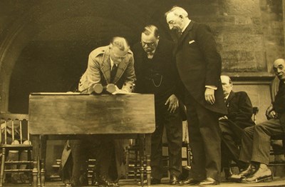Photograph of Duke of Sutherland signing papers