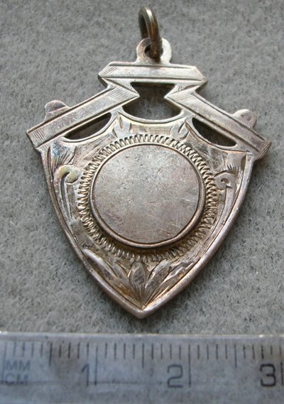 Shield style silver medal