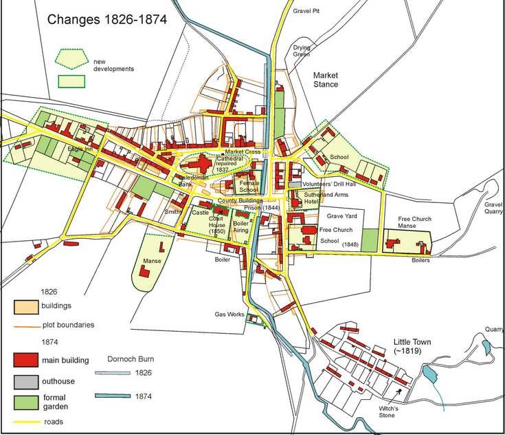 Dornoch developments between 1826 -  1874