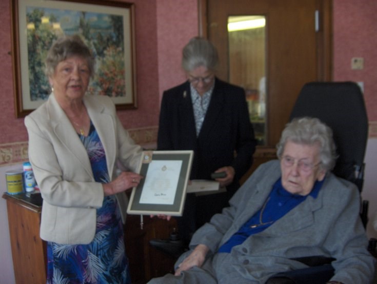 Women's Land Army Badge presented to Jane Heath (Dornoch)
