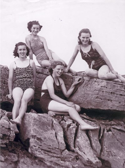 Dornoch Girls on the beach 1950