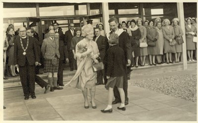 Queen Mother at opening of Dornoch Academy 1963
