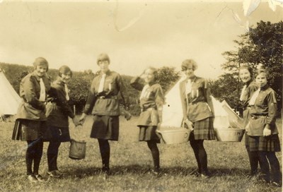 Water carriers at Dornoch Guide camp at Gledfield Ardgay 1938