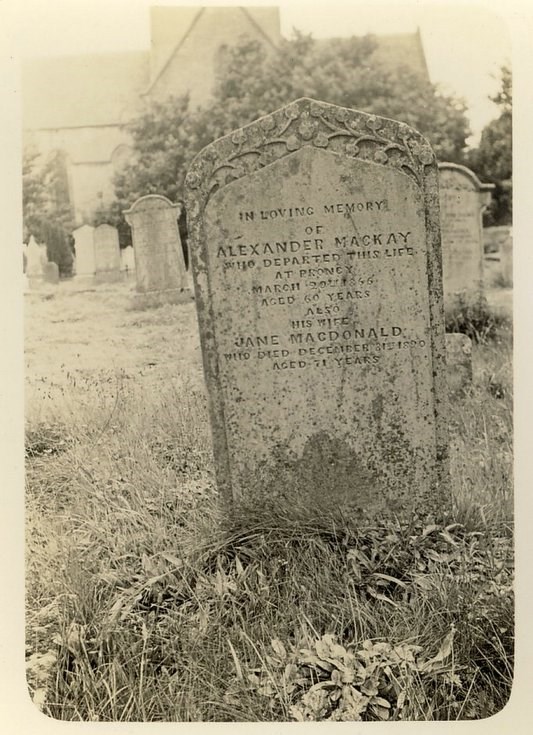 Grave of Alexander Mackay of Proncy Croy who died 20 Mar 1866