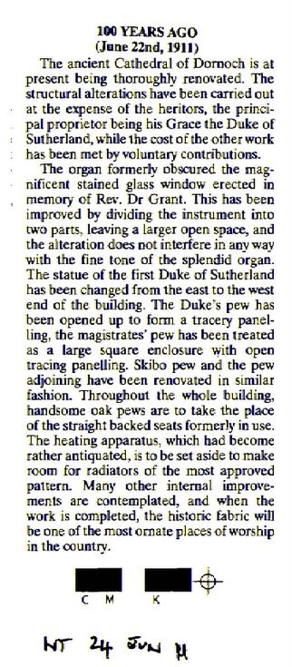 Dornoch Cathedral renovation 1911