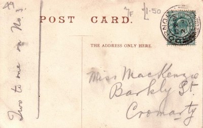 Reverse of Dornoch games postcard Basil Hellier collection