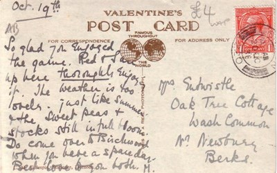 Reverse of Cambusmore House postcard 1931