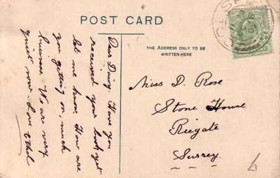 Reverse of Dunrobin Castle postcard 1907