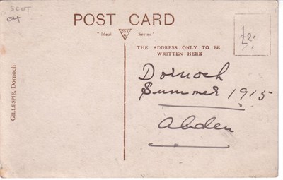 Reverse of Dornoch postcard from Basil Hellier collectino