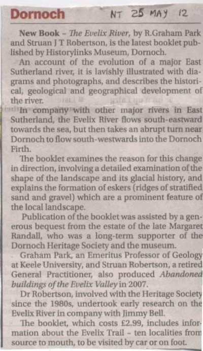 Northern Times article with review of 'The Evelix River' book