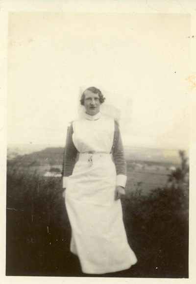 Margaret Button outside Royal Inverness Infirmary c 1934