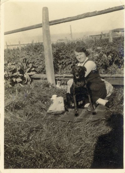 Margaret Button with dog c  1935