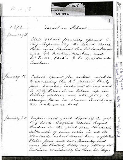 Extracts from the Larachan School Log book 1878-1932