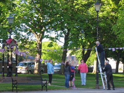 Raising the flags Dornoch Diamond Jubilee celebrations