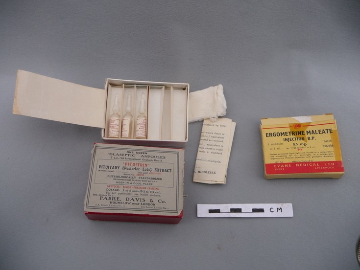 Doctor's medical bag contents: Ergometrine Maleate and Pituitrin