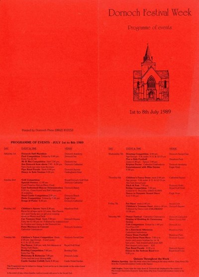 Dornoch Festival Week Programme of Events 1989