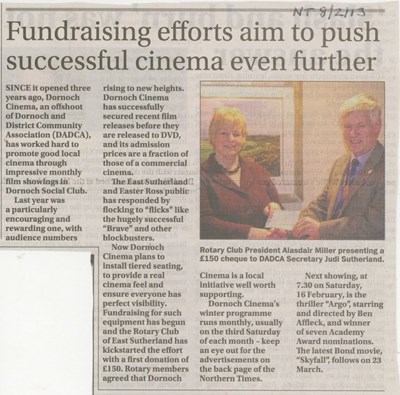 Dornoch Cinema Fundraising for tiered seating