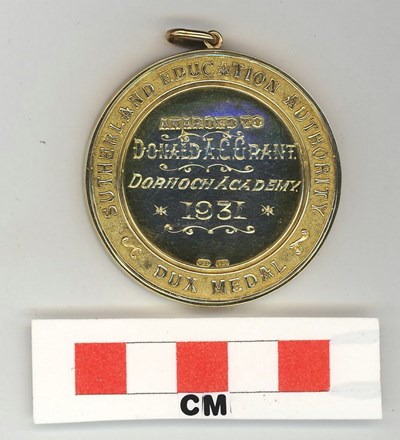 Dux Medal awarded to Donald A.C. Grant 1931