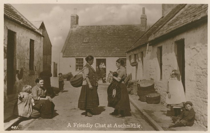 Fishing scenes around Scotland - 'A friendly chat at Auchmithie'