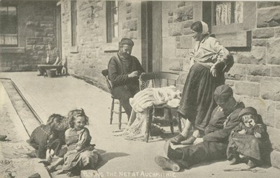 Fishing scenes around Scotland - 'Roping the net at Auchmithie'