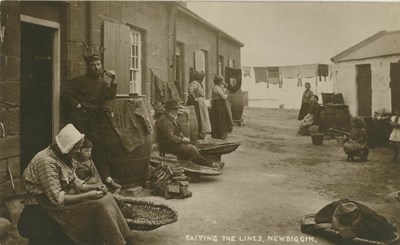Fishing scenes around Scotland - 'Baiting the Lines, Newbiggin'