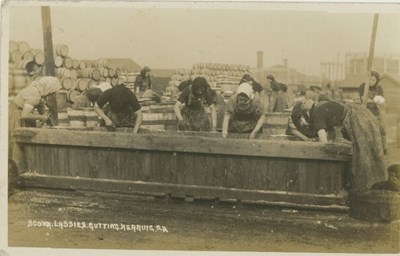 Fishing scenes around Scotland - 'Scots Lassies Gutting Herrings'