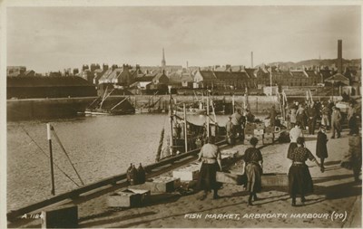 Fishing scenes around Scotland - 'Fish Market Arbroath Harbour'
