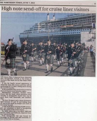 Dornoch Pipe Band high note send-off for cruise line visitors