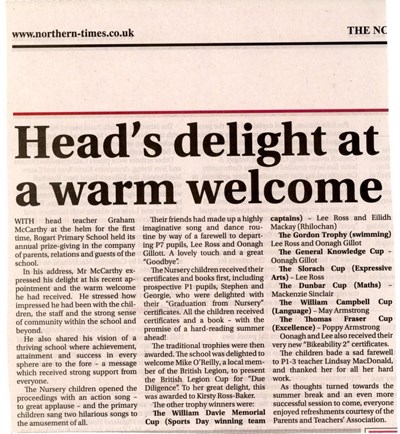 Head's delight at a warm welcome