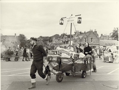 Dornoch Festival Week activities c 1979 - Pram race 'Whisky Galore''