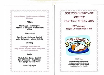 Dornoch Heritage Society Taste of Burns 2009