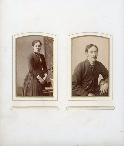 Two studio portraits of a lady and gentleman