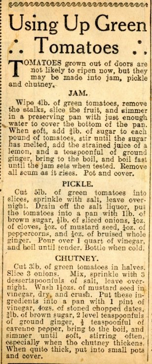 Using up Green Tomatoes