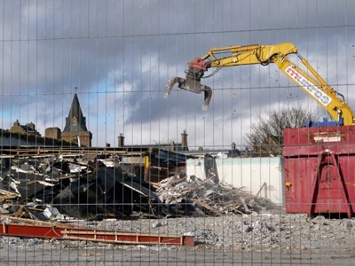 Demolition of Abatttoir Site - buildings disappear