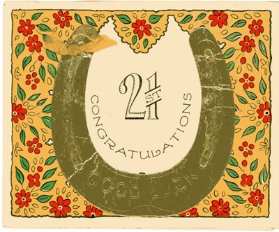 Birthday Greetings with horseshoe decoration