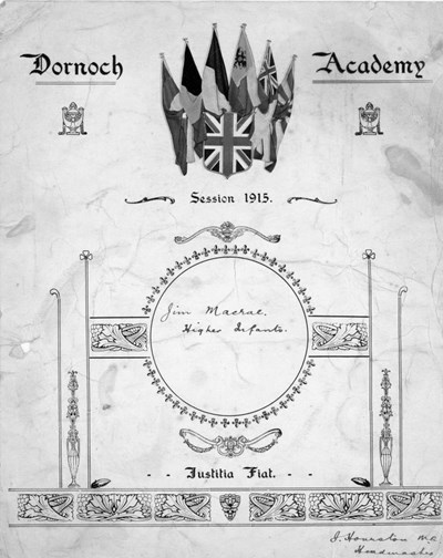 Certificate awarded to Jim Macrae 1915