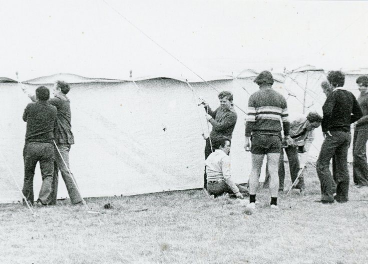 Erecting the marquee Dornoch Highland Games