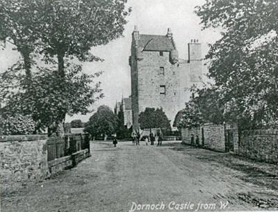 Dornoch Castle from the west with unmade roadway