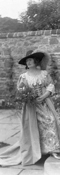 1928 Pageant Costume lady with flowers in Castle 