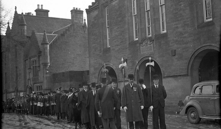 Dornoch dignitaries formed in column in The Square