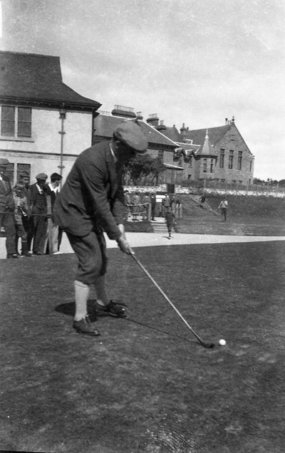 Teeing off at the first tee Royal Dornoch c 1920