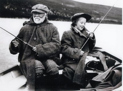Andrew and Margaret Carnegie fishing