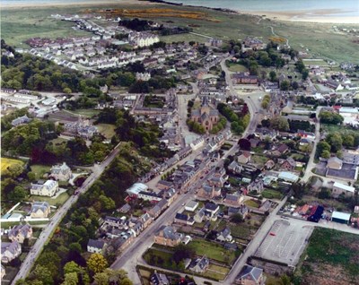 1980's Aerial view of Dornoch from the west