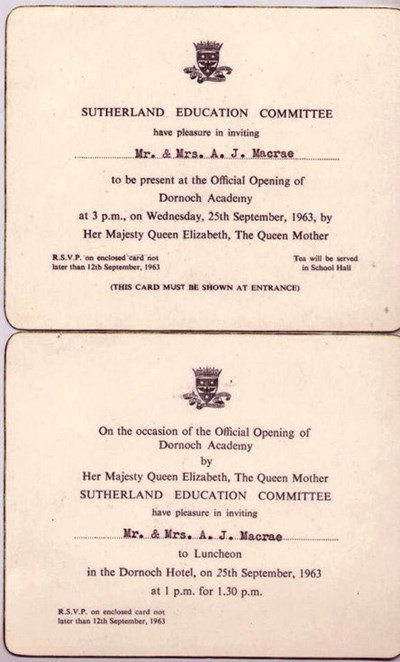 Invitations to the Opening of Dornoch Academy 