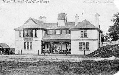 Postcard of the Royal Dornoch Golf Club clubhouse