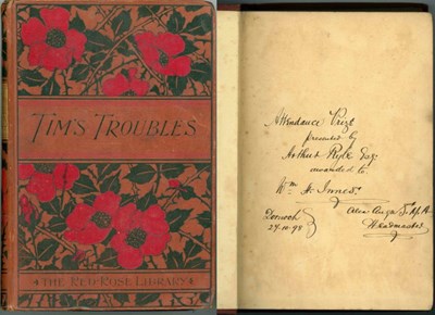 Inscription in book 'Tims Troubles''