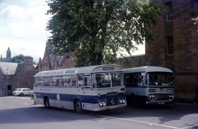 Highland bus services in grey and blue livery