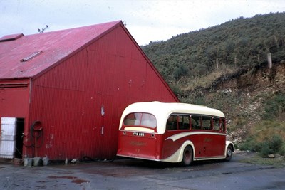 Bedford bus at Dornoch Bus garage